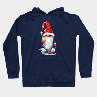 Festive Christmas Gnome Gonk Holding A Glass Of‎ Mimosa Cocktail Hoodie